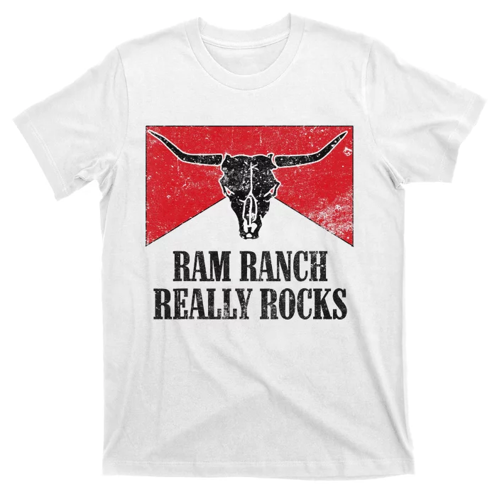 Retro Bull Skull Western Life Country Ram Ranch Rockin' Vibes T-Shirt