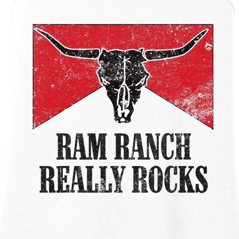 Retro Bull Skull Western Life Country Ram Ranch Rockin' Vibes Ladies Essential Tank