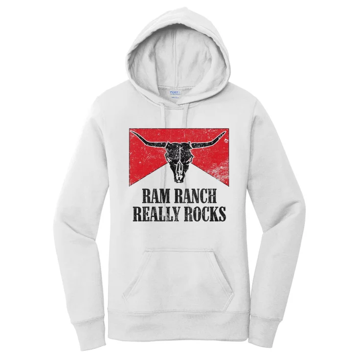 Retro Bull Skull Western Life Country Ram Ranch Rockin' Vibes Women's Pullover Hoodie