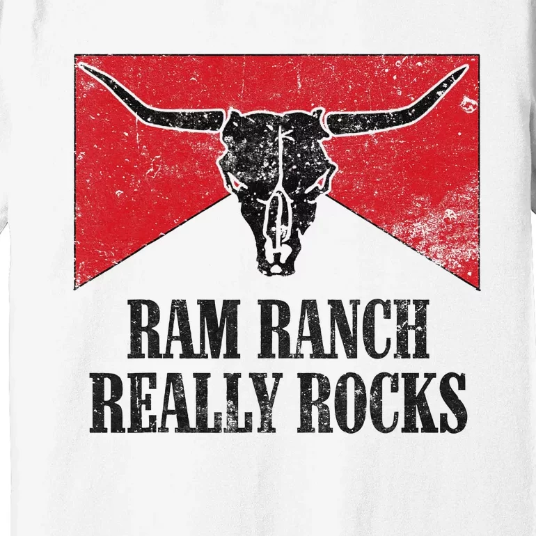 Retro Bull Skull Western Life Country Ram Ranch Rockin' Vibes Premium T-Shirt