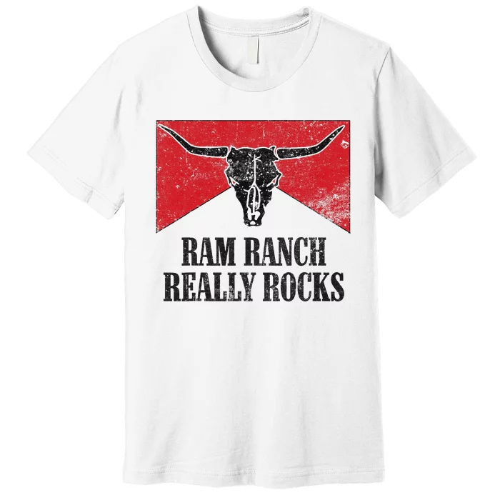 Retro Bull Skull Western Life Country Ram Ranch Rockin' Vibes Premium T-Shirt