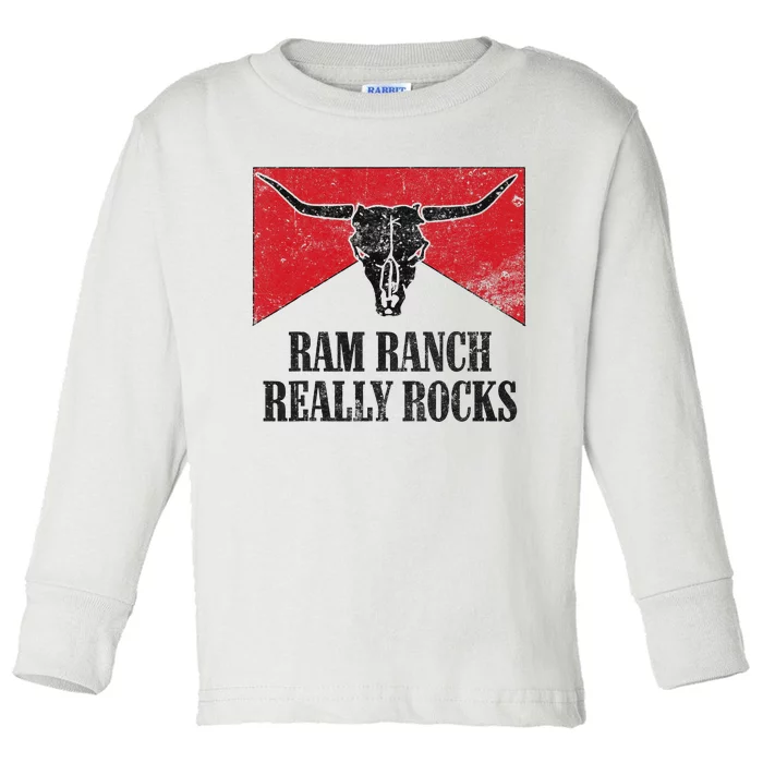 Retro Bull Skull Western Life Country Ram Ranch Rockin' Vibes Toddler Long Sleeve Shirt