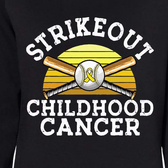 Retro Baseball Strikeout Childhood Cancer Awareness Ribbon Womens California Wash Sweatshirt