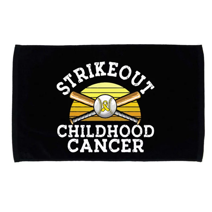 Retro Baseball Strikeout Childhood Cancer Awareness Ribbon Microfiber Hand Towel