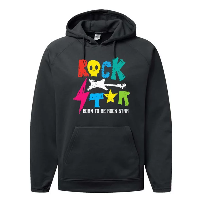 Rockstar Born To Be Rockstar Music Funny Gift Performance Fleece Hoodie