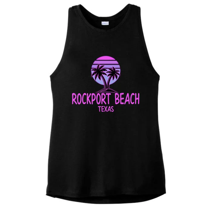 Rockport Beach Texas Vintage Retro Gift 70s Throwback Ladies Tri-Blend Wicking Tank