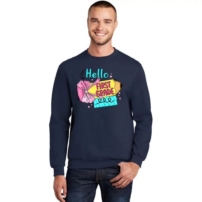 Retro Back To School Hello First Grade Tall Sweatshirt