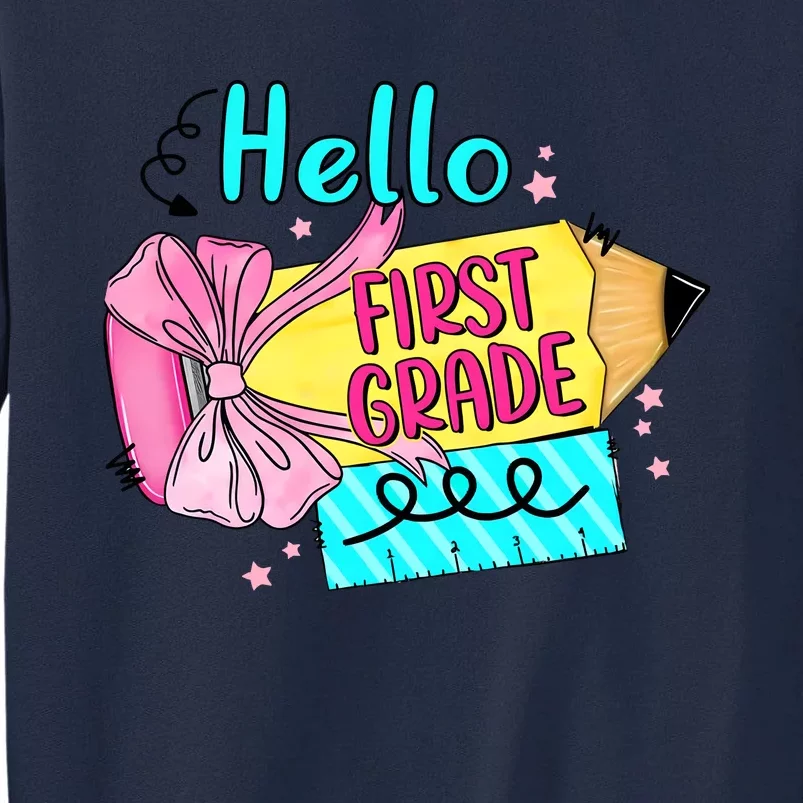 Retro Back To School Hello First Grade Tall Sweatshirt