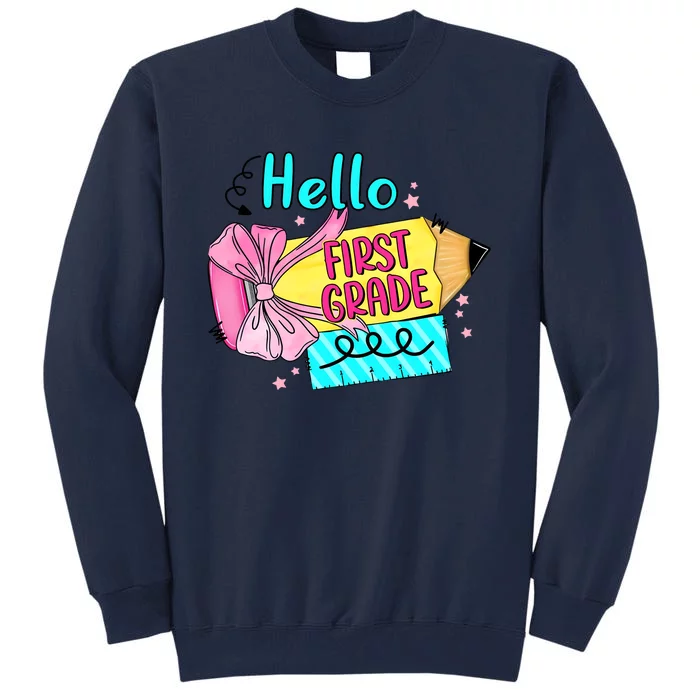 Retro Back To School Hello First Grade Tall Sweatshirt