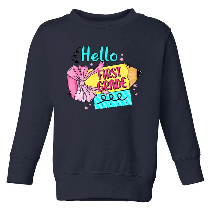 Retro Back To School Hello First Grade Toddler Sweatshirt