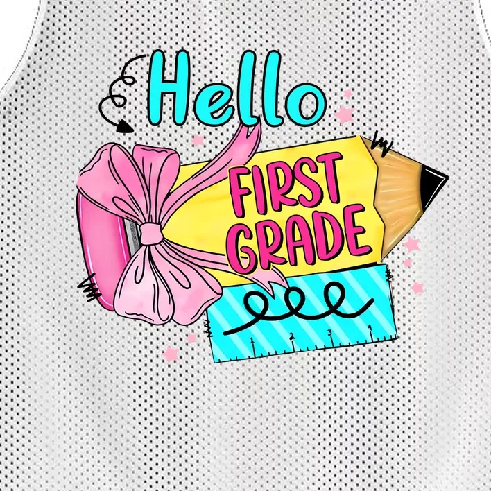 Retro Back To School Hello First Grade Mesh Reversible Basketball Jersey Tank