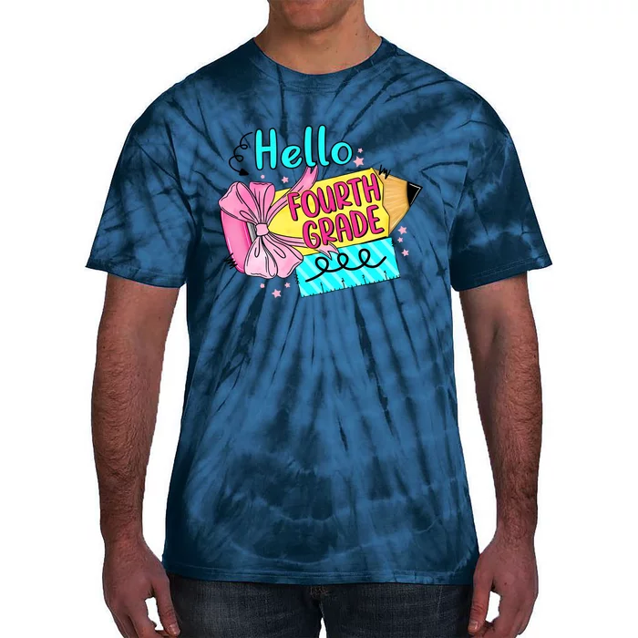 Retro Back To School Hello Fourth Grade Tie-Dye T-Shirt