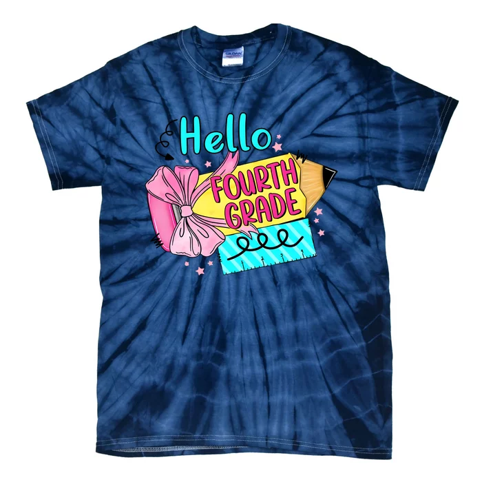 Retro Back To School Hello Fourth Grade Tie-Dye T-Shirt