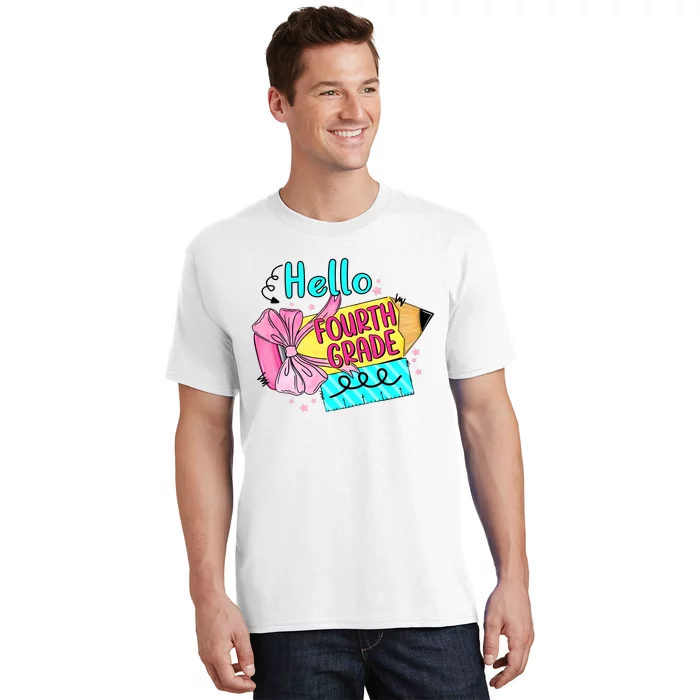 Retro Back To School Hello Fourth Grade T-Shirt