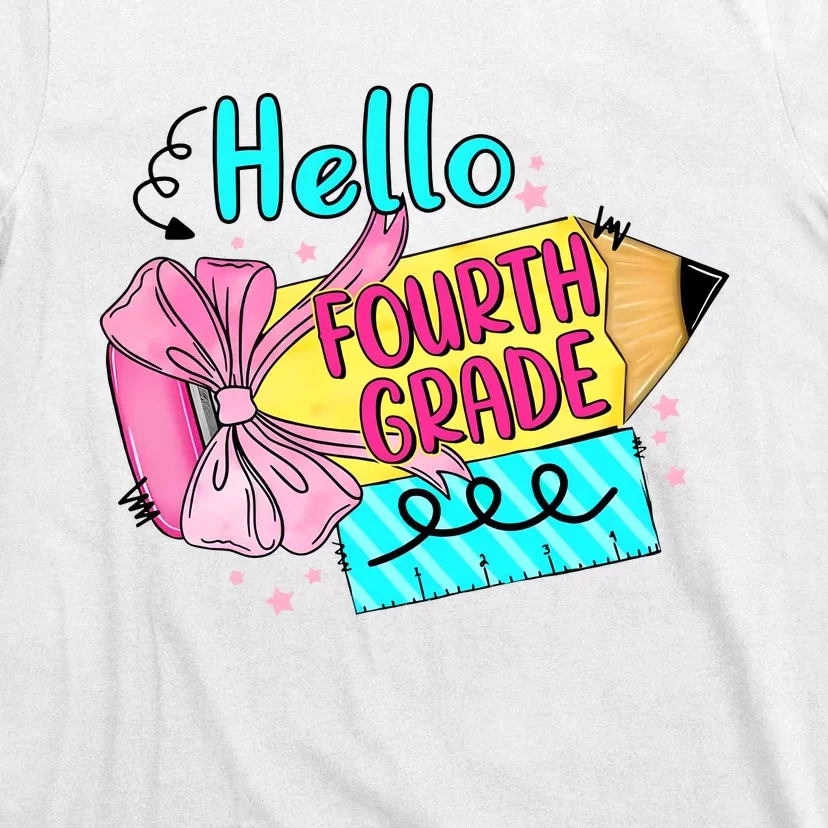 Retro Back To School Hello Fourth Grade T-Shirt