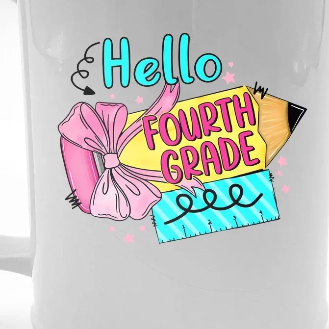 Retro Back To School Hello Fourth Grade Front & Back Beer Stein