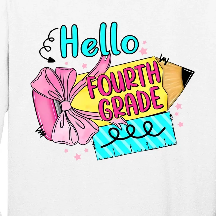 Retro Back To School Hello Fourth Grade Tall Long Sleeve T-Shirt