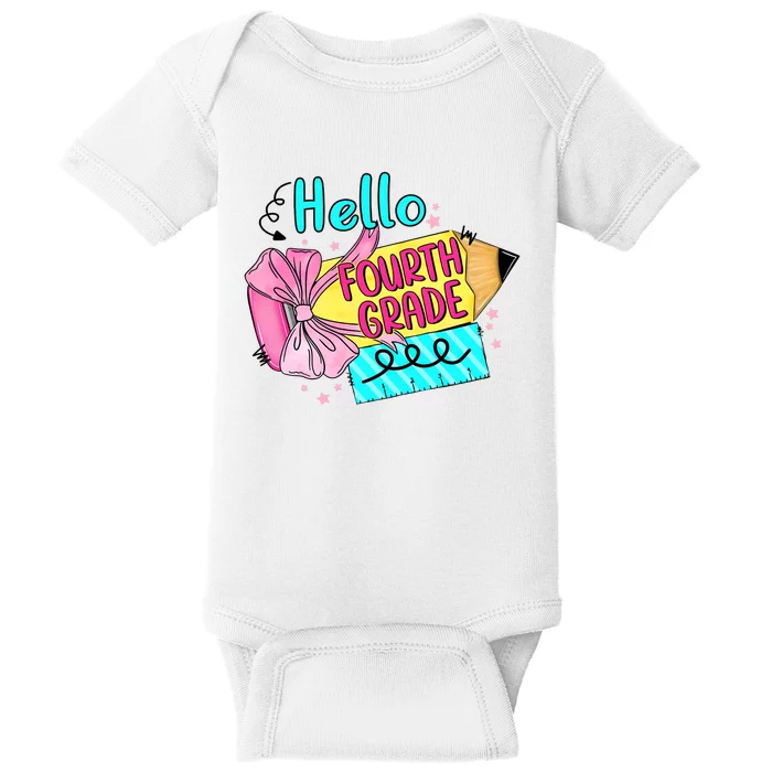 Retro Back To School Hello Fourth Grade Baby Bodysuit