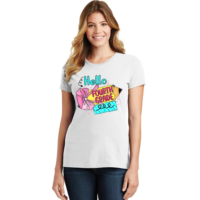 Retro Back To School Hello Fourth Grade Women's T-Shirt