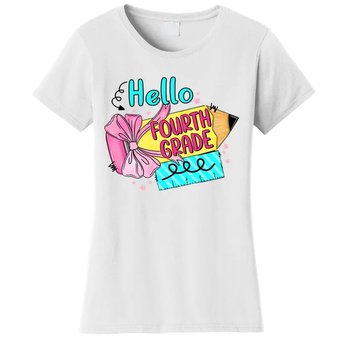 Retro Back To School Hello Fourth Grade Women's T-Shirt