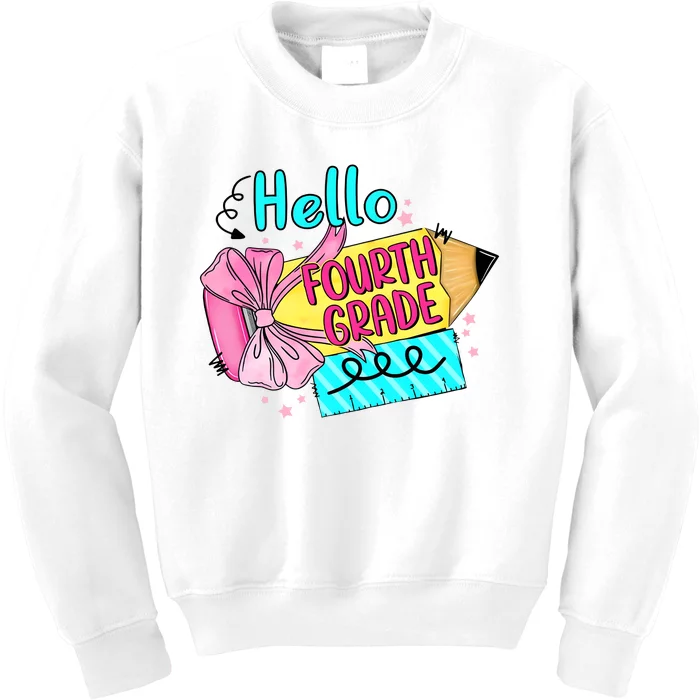 Retro Back To School Hello Fourth Grade Kids Sweatshirt