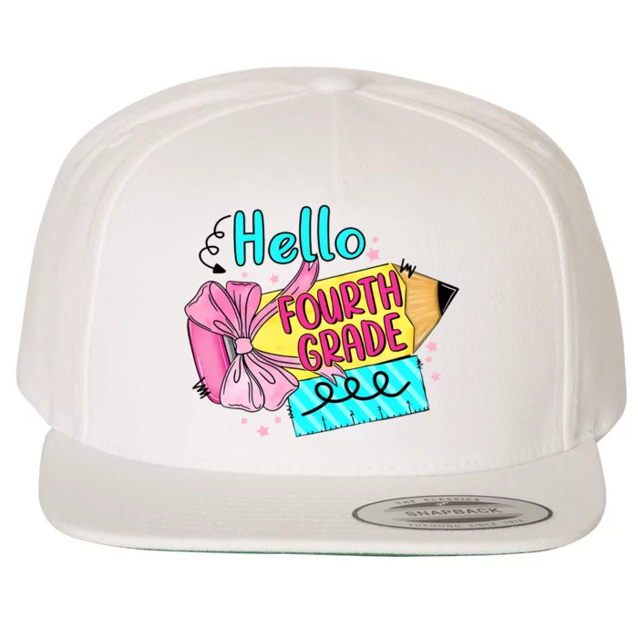 Retro Back To School Hello Fourth Grade Wool Snapback Cap