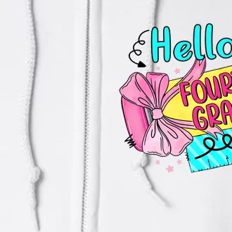 Retro Back To School Hello Fourth Grade Full Zip Hoodie