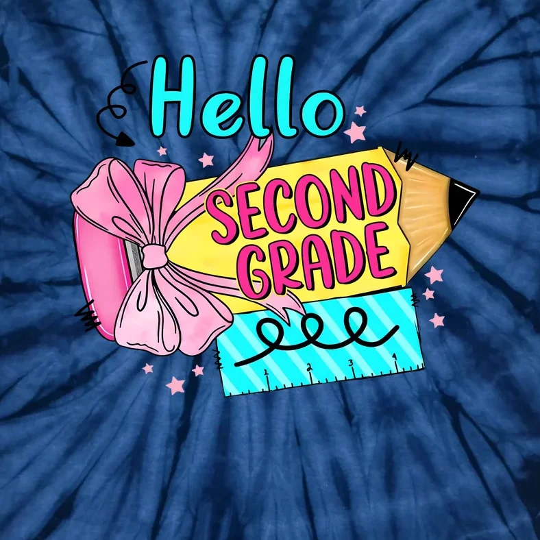 Retro Back To School Hello Second Grade Tie-Dye T-Shirt