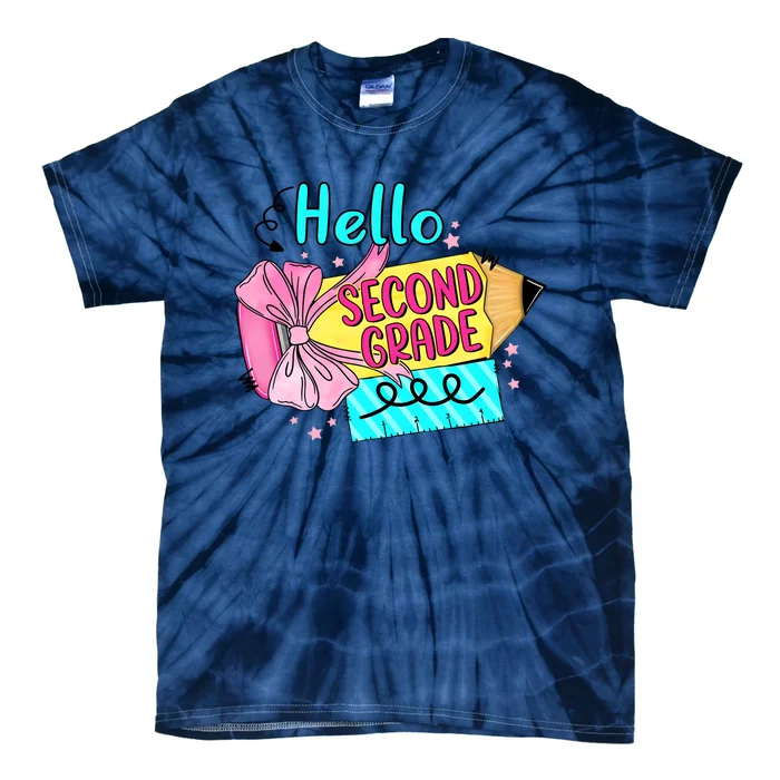 Retro Back To School Hello Second Grade Tie-Dye T-Shirt