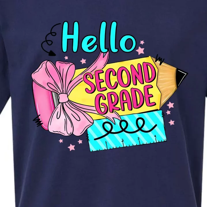 Retro Back To School Hello Second Grade Sueded Cloud Jersey T-Shirt