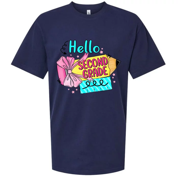 Retro Back To School Hello Second Grade Sueded Cloud Jersey T-Shirt