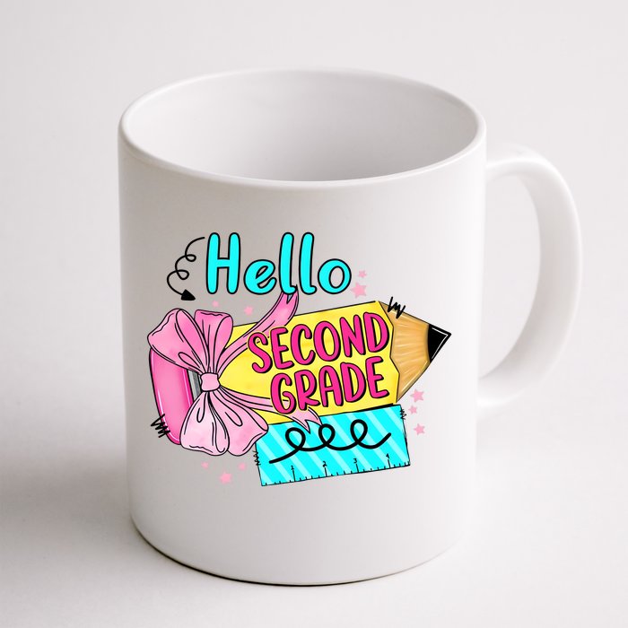 Retro Back To School Hello Second Grade Front & Back Coffee Mug