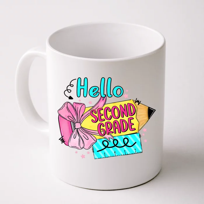 Retro Back To School Hello Second Grade Front & Back Coffee Mug