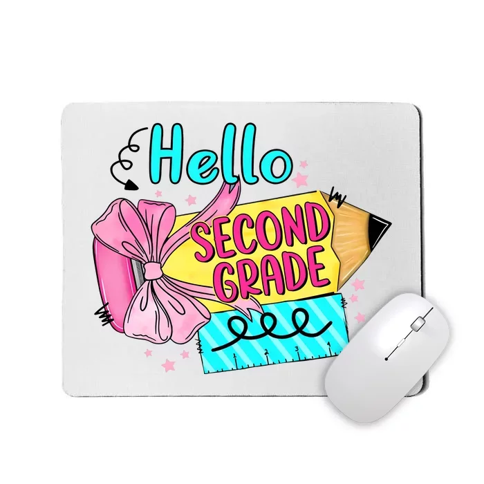 Retro Back To School Hello Second Grade Mousepad