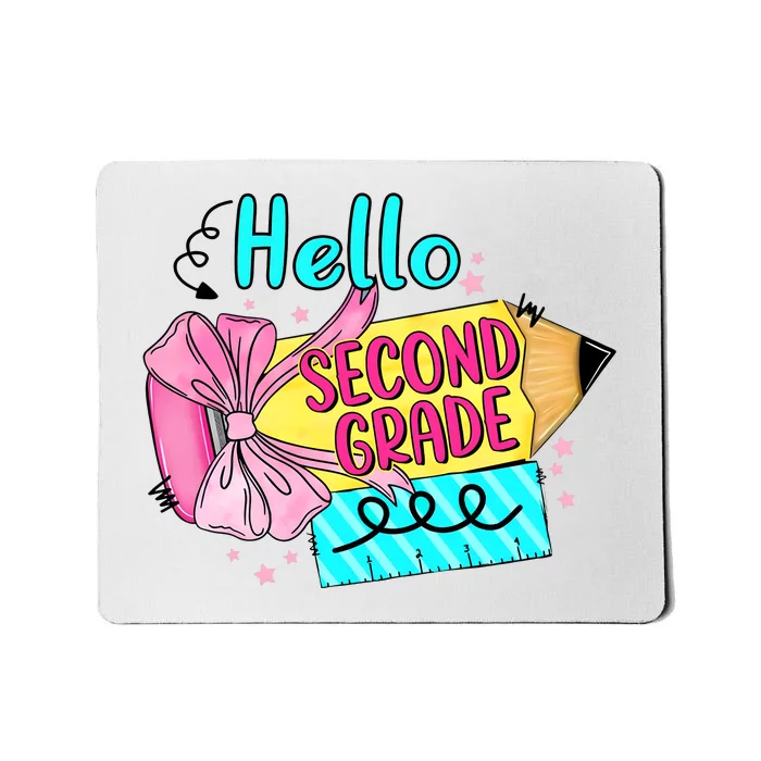 Retro Back To School Hello Second Grade Mousepad