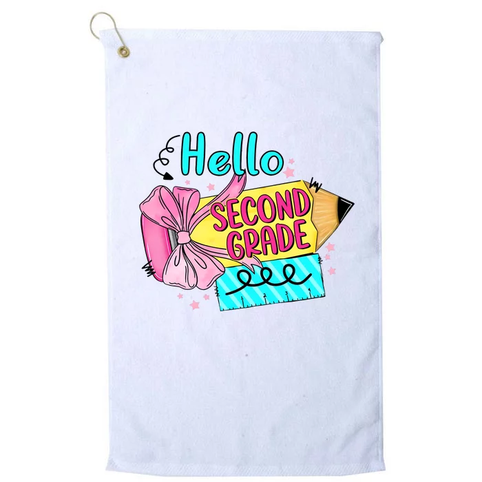 Retro Back To School Hello Second Grade Platinum Collection Golf Towel