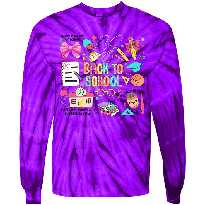 Retro Back To School Teacher Pencil Tie-Dye Long Sleeve Shirt