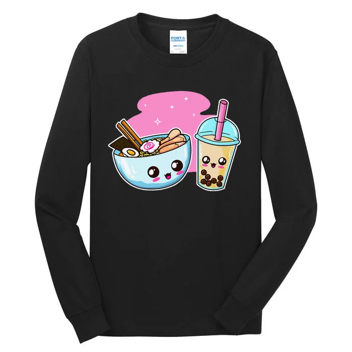 Ra Bubble Tea  Boba Noodles Japanese Anime Tall Long Sleeve T-Shirt