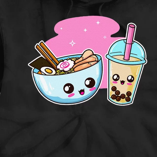 Ra Bubble Tea  Boba Noodles Japanese Anime Tie Dye Hoodie