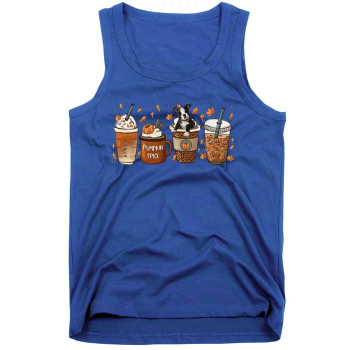 Retro Boston Terriers Lover Pumpkin Spice Coffee Warm Autumn Cool Gift Tank Top