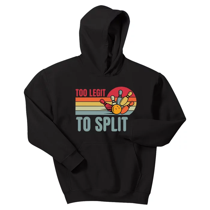 Retro Bowling Too Legit To Split Funny Bowler Kids Hoodie