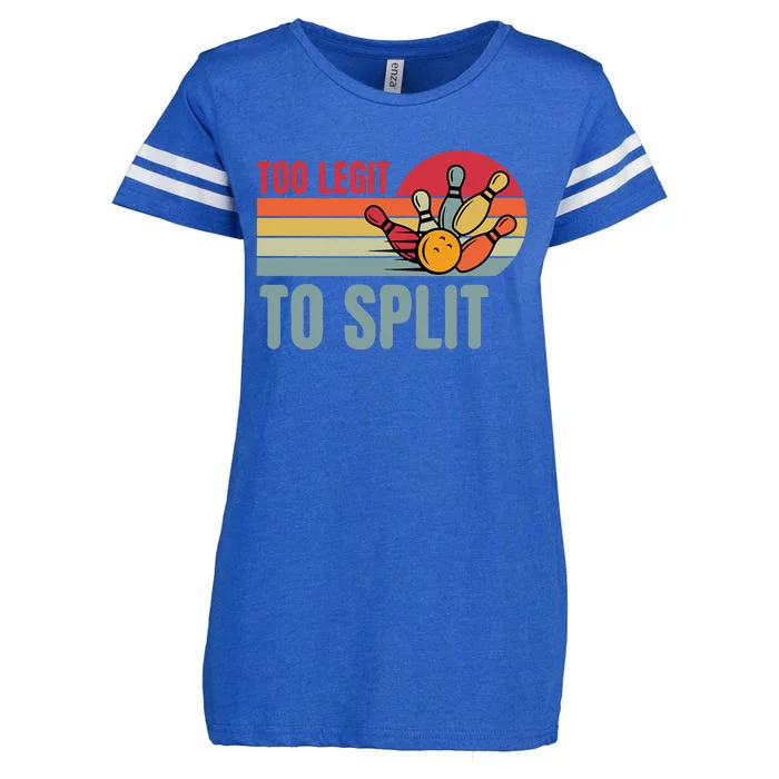 Retro Bowling Too Legit To Split Funny Bowler Enza Ladies Jersey Football T-Shirt