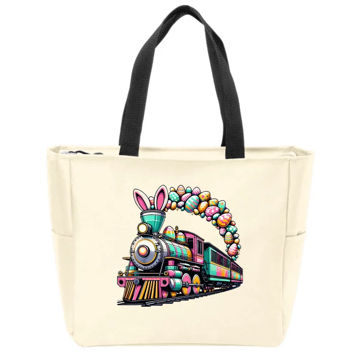 Railroad Bunny Train Easter Egg Easter Zip Tote Bag