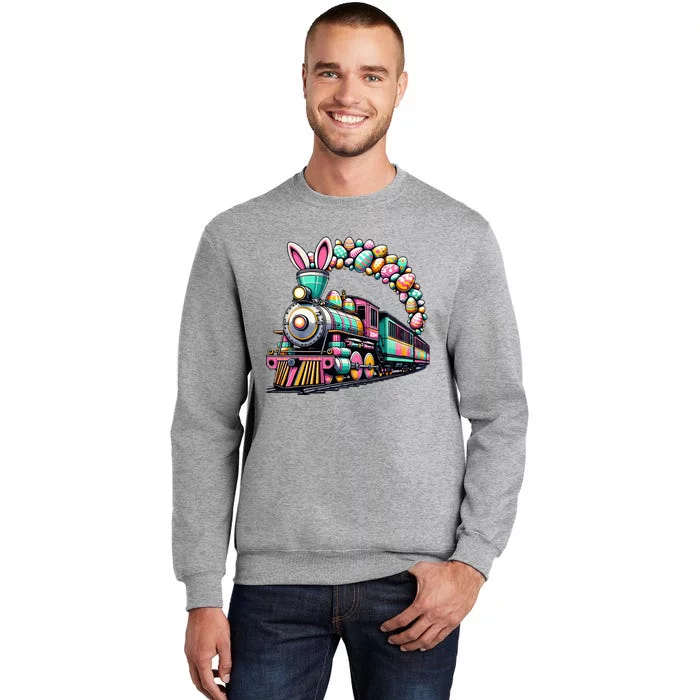 Railroad Bunny Train Easter Egg Easter Tall Sweatshirt