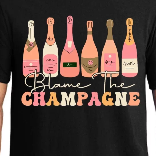 Retro Blame The Champagne Happy New Year 2024 Party Friends Pajama Set