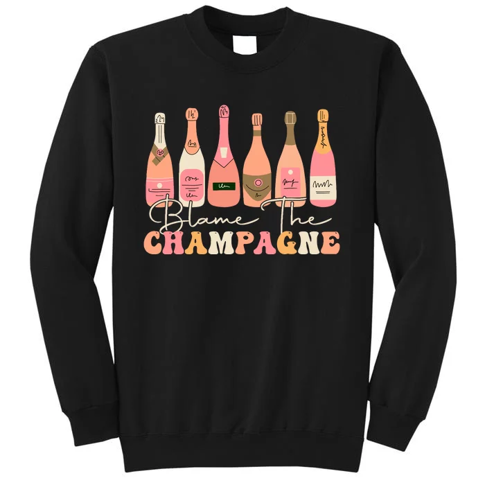 Retro Blame The Champagne Happy New Year 2024 Party Friends Tall Sweatshirt