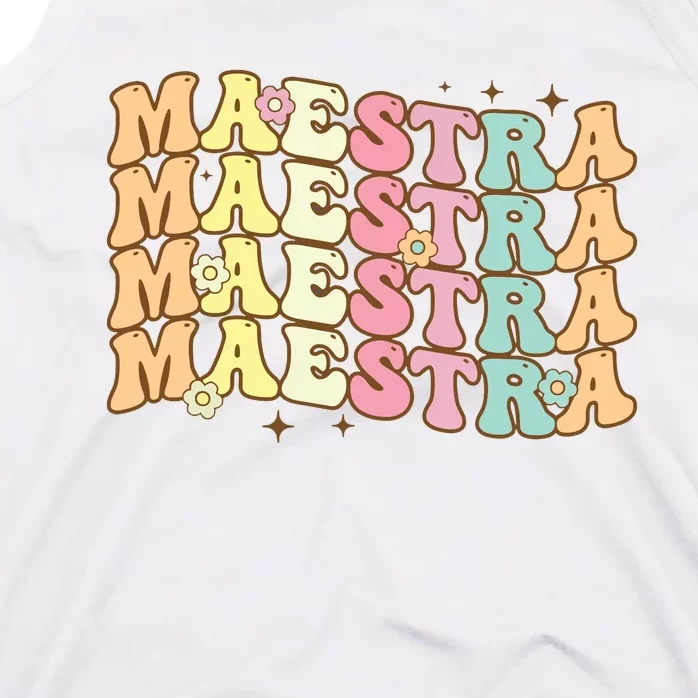 Retro Back To School Maestra Groovy Spanish Teacher Tank Top