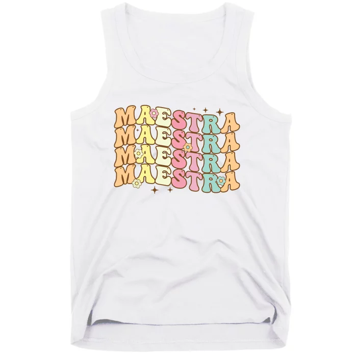 Retro Back To School Maestra Groovy Spanish Teacher Tank Top