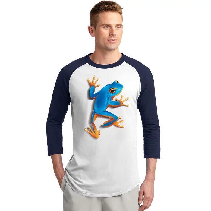 Realistic Blue Tree Frog Baseball Sleeve Shirt