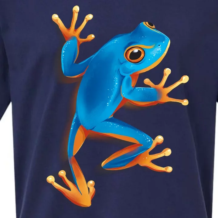 Realistic Blue Tree Frog Sueded Cloud Jersey T-Shirt